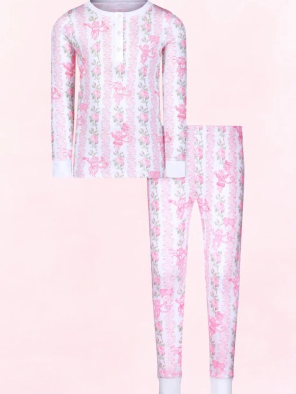 NWOT Roller Rabbit X LoveShackFancy Kids Pink Heirloom Monkey PJ sz.10